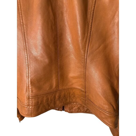 Bernardo 100% Leather Front Zip Scuba Jacket in Cognac Size XS, Pre-Owned EUC - Picture 5 of 9